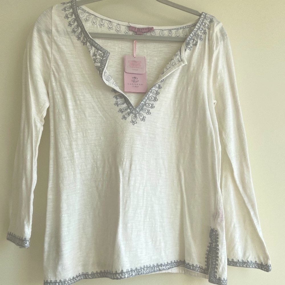COPY - NWT Calypso St. Barth White Airy Cotton Top